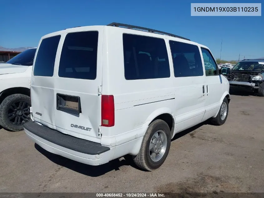 2003 Chevrolet Astro VIN: 1GNDM19X03B110235 Lot: 40658452