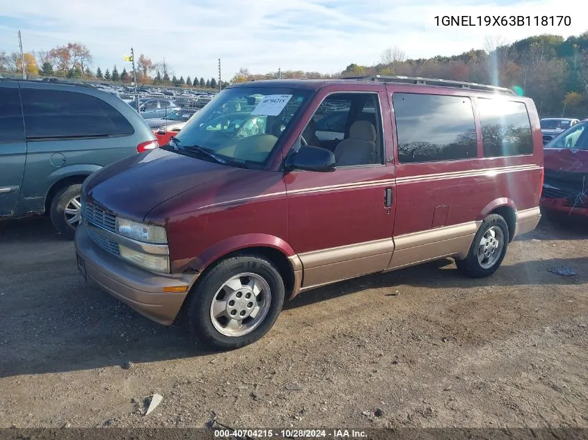 2003 Chevrolet Astro Ls VIN: 1GNEL19X63B118170 Lot: 40704215