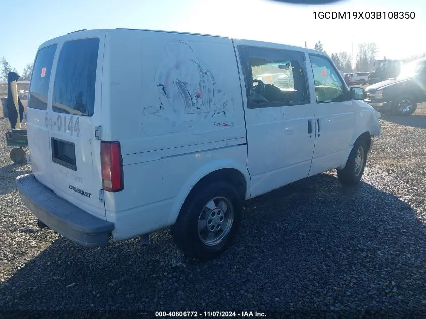 2003 Chevrolet Astro VIN: 1GCDM19X03B108350 Lot: 40806772