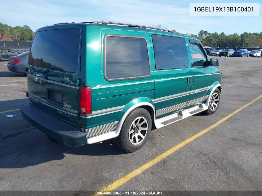 2003 Chevrolet Astro Upfitter VIN: 1GBEL19X13B100401 Lot: 40888963