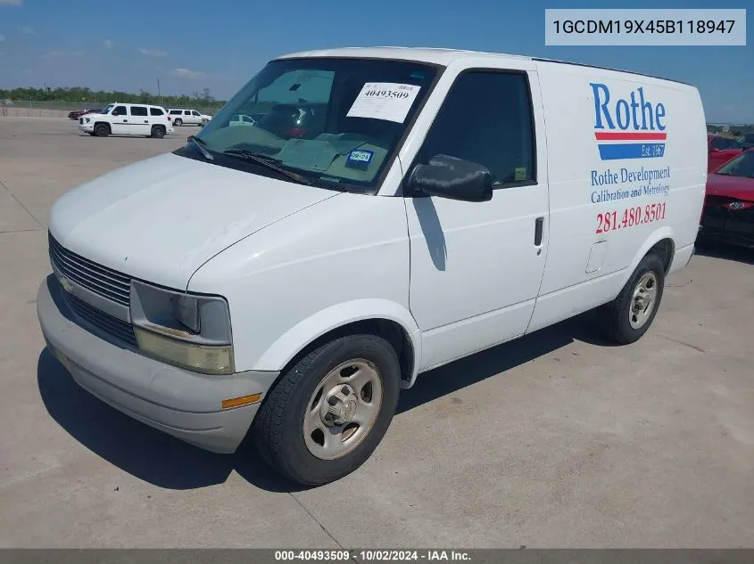 2005 Chevrolet Astro VIN: 1GCDM19X45B118947 Lot: 40493509