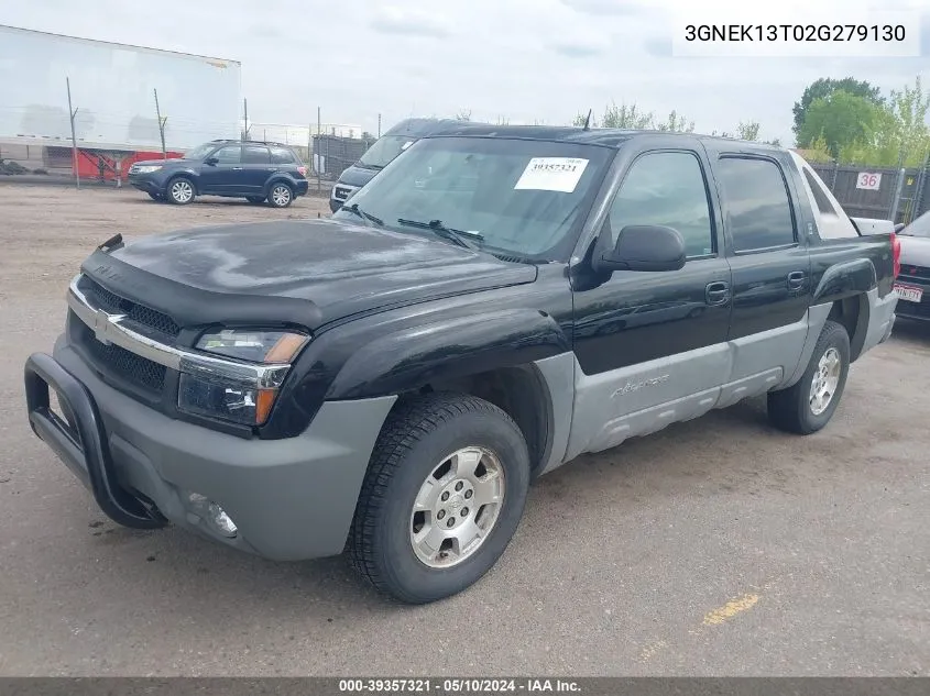 2002 Chevrolet Avalanche 1500 VIN: 3GNEK13T02G279130 Lot: 39357321