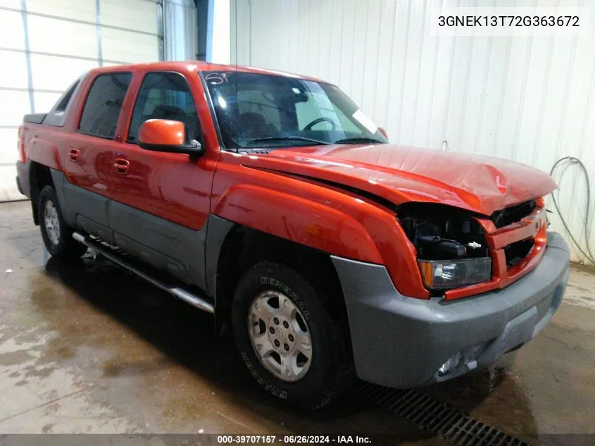 2002 Chevrolet Avalanche 1500 VIN: 3GNEK13T72G363672 Lot: 39707157