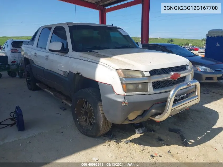 2002 Chevrolet Avalanche 2500 VIN: 3GNGK23G12G167700 Lot: 40093518