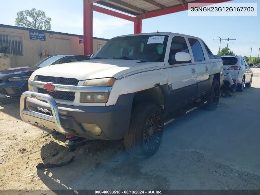 2002 Chevrolet Avalanche 2500 VIN: 3GNGK23G12G167700 Lot: 40093518