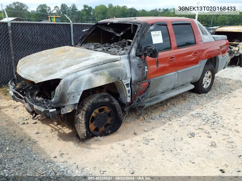 2002 Chevrolet Avalanche 1500 VIN: 3GNEK13T02G168433 Lot: 40238651