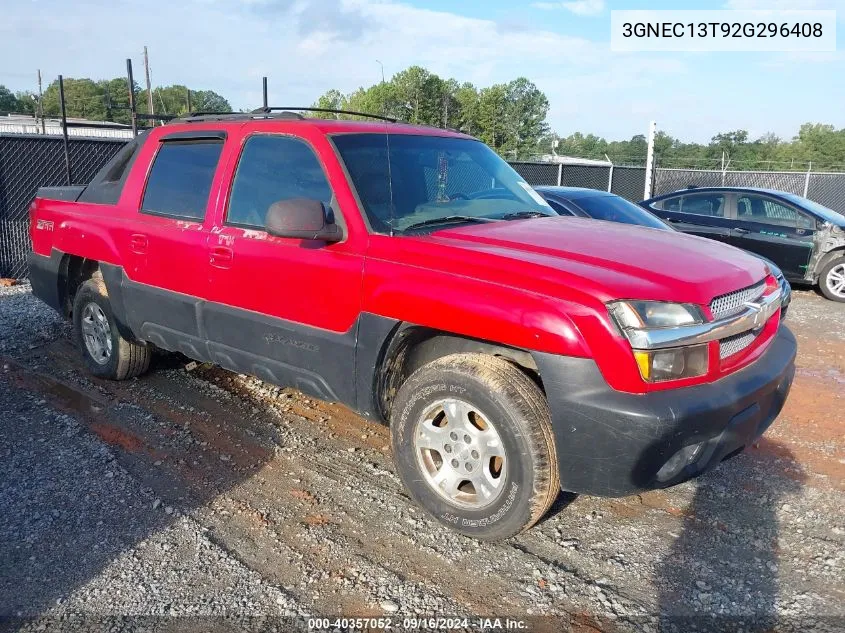 2002 Chevrolet Avalanche 1500 C1500 VIN: 3GNEC13T92G296408 Lot: 40357052