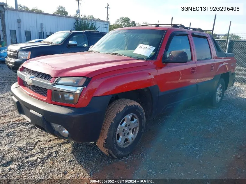 2002 Chevrolet Avalanche 1500 C1500 VIN: 3GNEC13T92G296408 Lot: 40357052