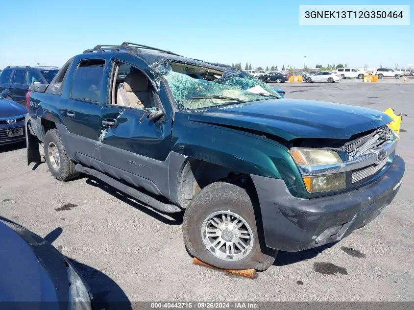 2002 Chevrolet Avalanche 1500 K1500 VIN: 3GNEK13T12G350464 Lot: 40442715