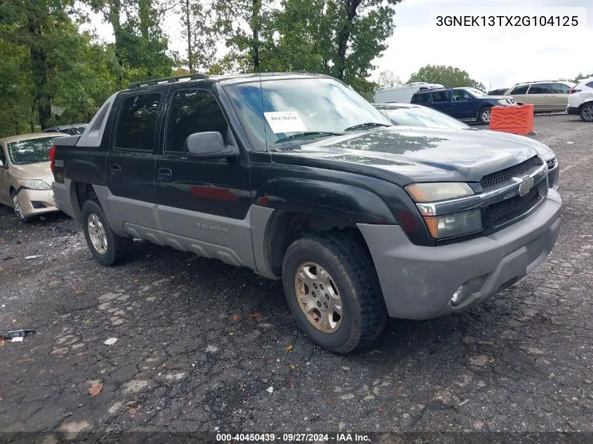 2002 Chevrolet Avalanche 1500 VIN: 3GNEK13TX2G104125 Lot: 40450439