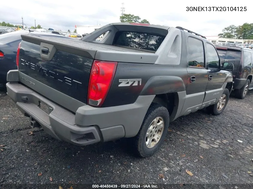 2002 Chevrolet Avalanche 1500 VIN: 3GNEK13TX2G104125 Lot: 40450439