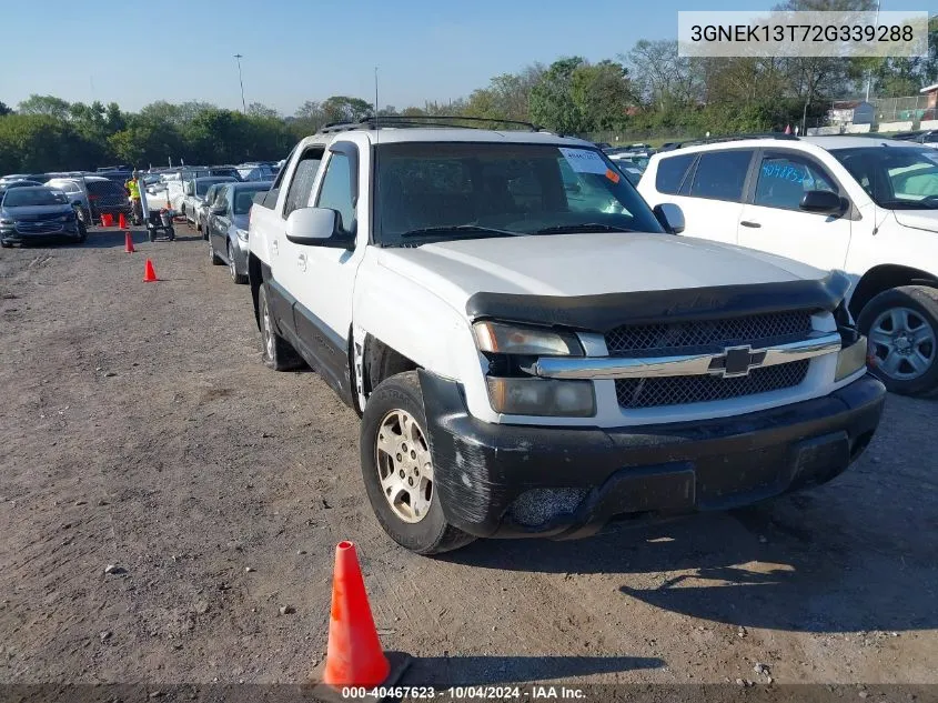 2002 Chevrolet Avalanche 1500 VIN: 3GNEK13T72G339288 Lot: 40467623