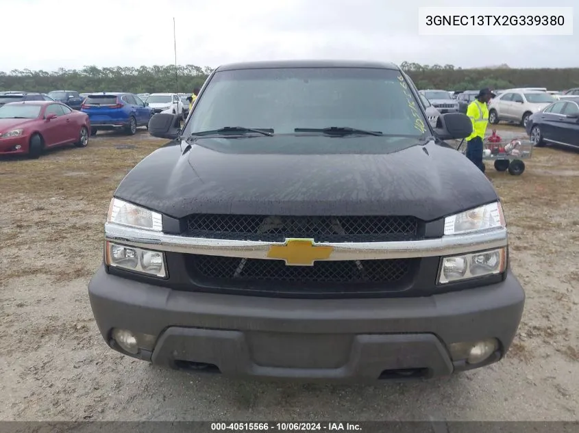 2002 Chevrolet Avalanche C1500 VIN: 3GNEC13TX2G339380 Lot: 40515566