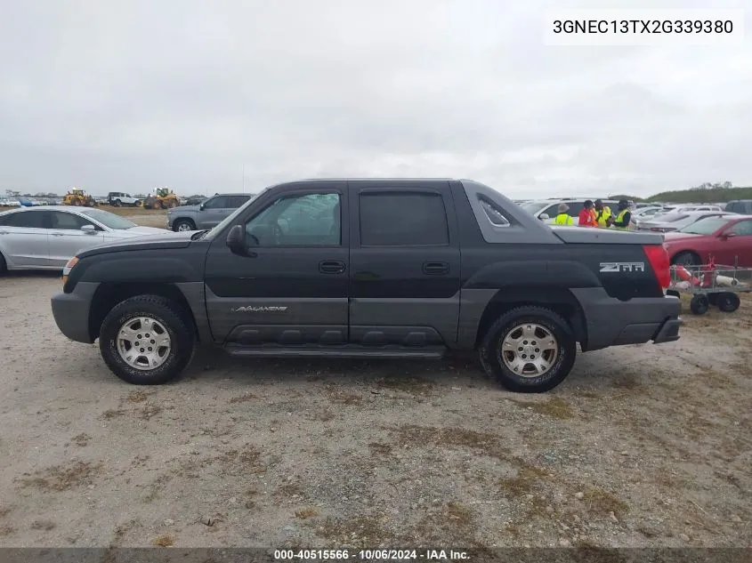 2002 Chevrolet Avalanche C1500 VIN: 3GNEC13TX2G339380 Lot: 40515566