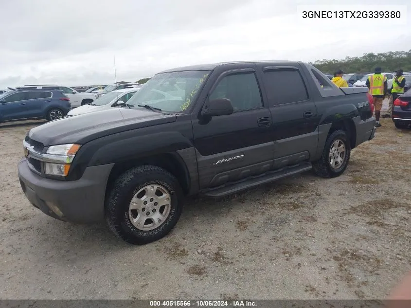 2002 Chevrolet Avalanche C1500 VIN: 3GNEC13TX2G339380 Lot: 40515566