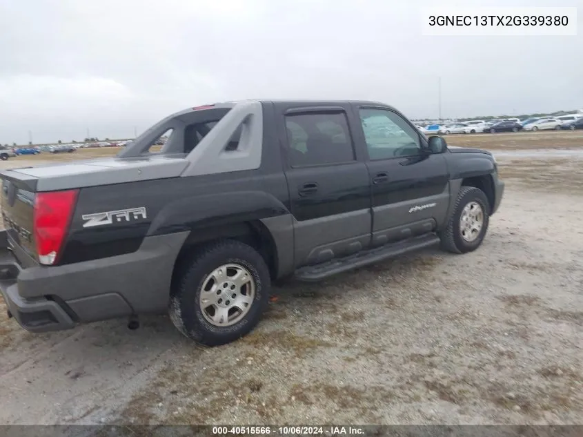 2002 Chevrolet Avalanche C1500 VIN: 3GNEC13TX2G339380 Lot: 40515566