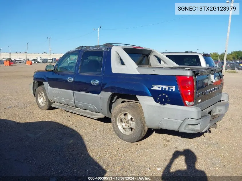 2002 Chevrolet Avalanche 1500 VIN: 3GNEC13TX2G123979 Lot: 40530513