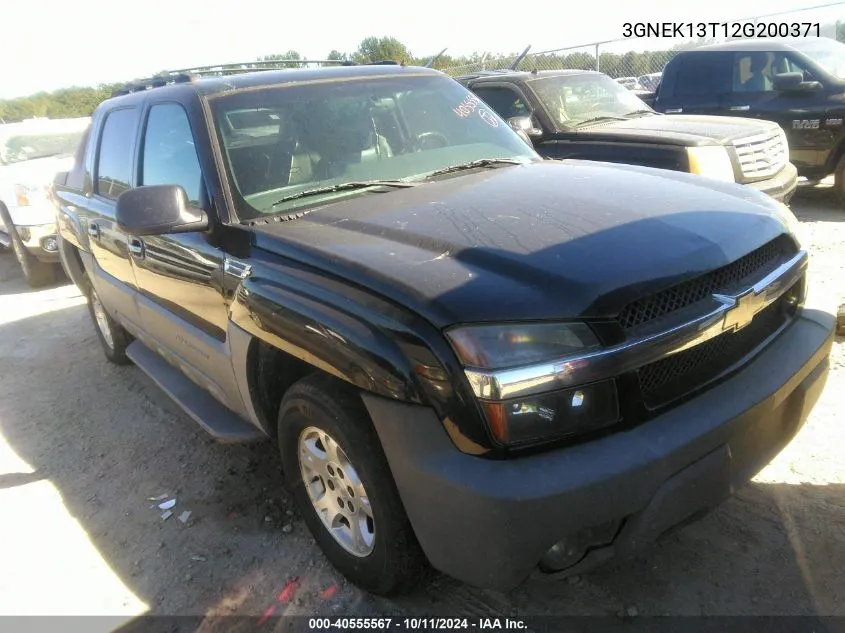 2002 Chevrolet Avalanche 1500 K1500 VIN: 3GNEK13T12G200371 Lot: 40555567