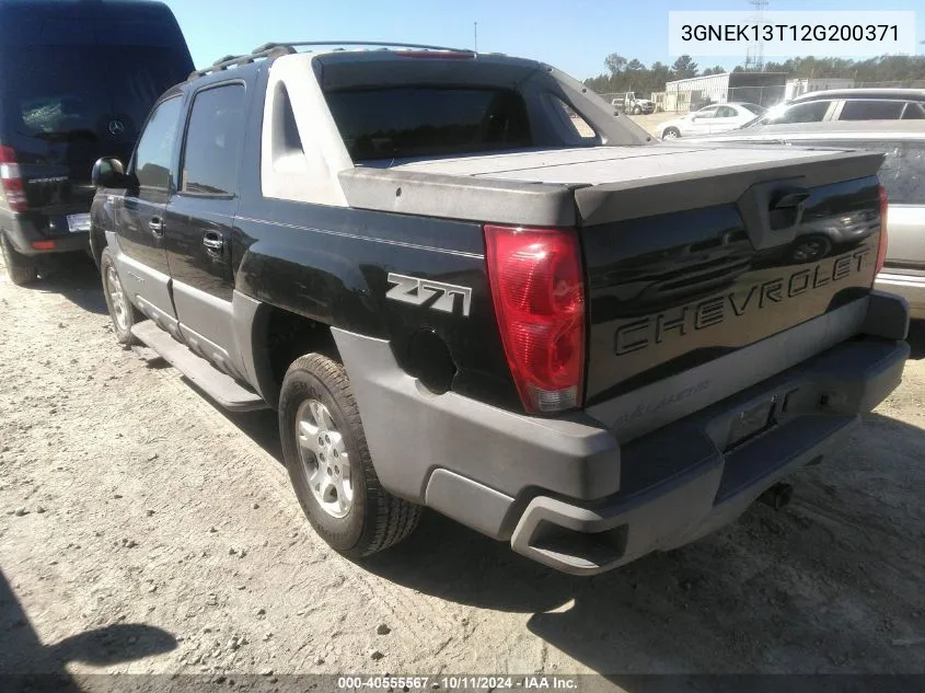 2002 Chevrolet Avalanche 1500 K1500 VIN: 3GNEK13T12G200371 Lot: 40555567