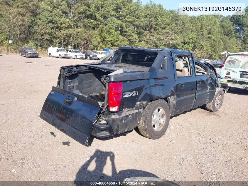 2002 Chevrolet Avalanche 1500 VIN: 3GNEK13T92G146379 Lot: 40604650