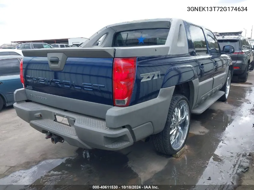 2002 Chevrolet Avalanche 1500 VIN: 3GNEK13T72G174634 Lot: 40611530