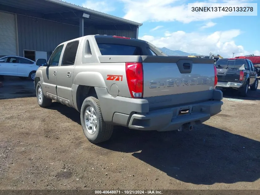 2002 Chevrolet Avalanche 1500 VIN: 3GNEK13T42G133278 Lot: 40648071