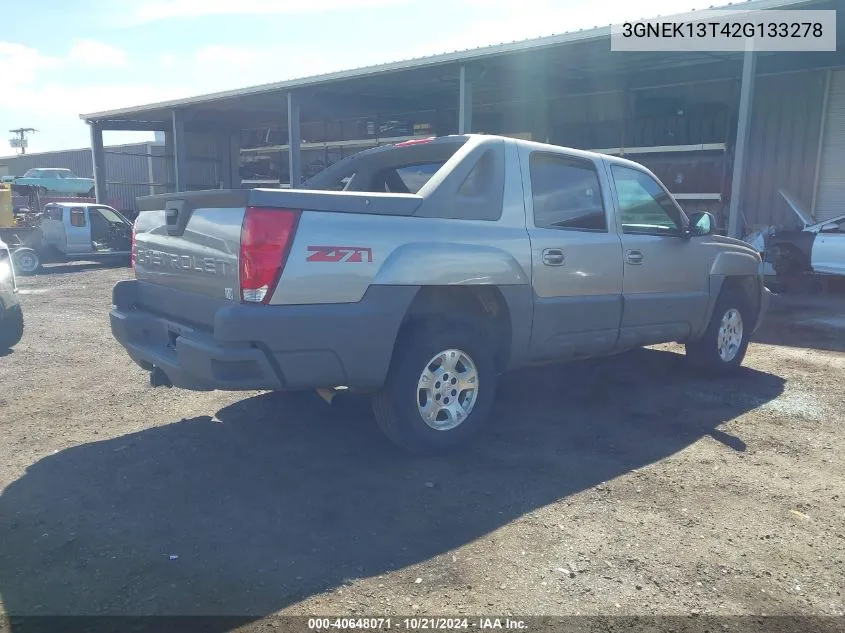 2002 Chevrolet Avalanche 1500 VIN: 3GNEK13T42G133278 Lot: 40648071