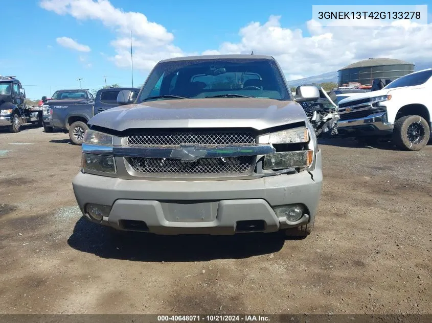 2002 Chevrolet Avalanche 1500 VIN: 3GNEK13T42G133278 Lot: 40648071