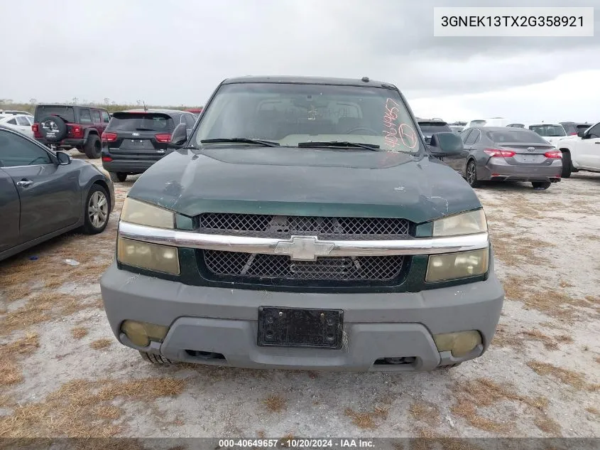 2002 Chevrolet Avalanche 1500 VIN: 3GNEK13TX2G358921 Lot: 40649657