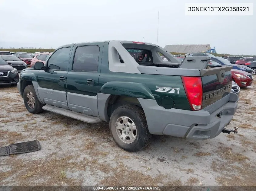 2002 Chevrolet Avalanche 1500 VIN: 3GNEK13TX2G358921 Lot: 40649657