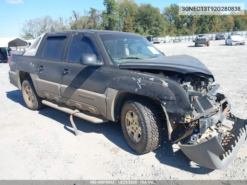 2002 Chevrolet Avalanche 1500 VIN: 3GNEC13T92G280838 Lot: 40676852