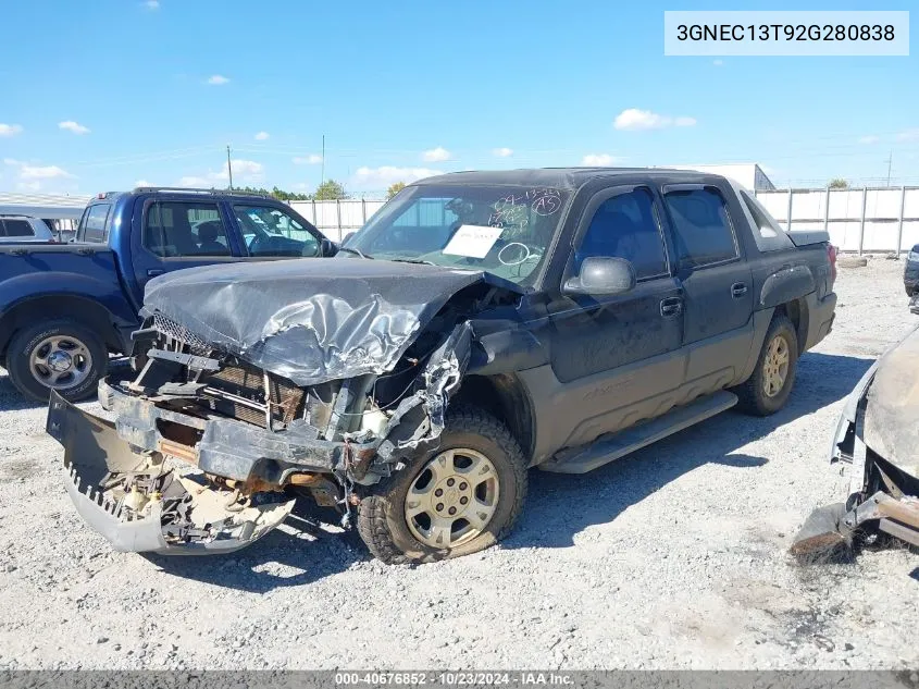 2002 Chevrolet Avalanche 1500 VIN: 3GNEC13T92G280838 Lot: 40676852