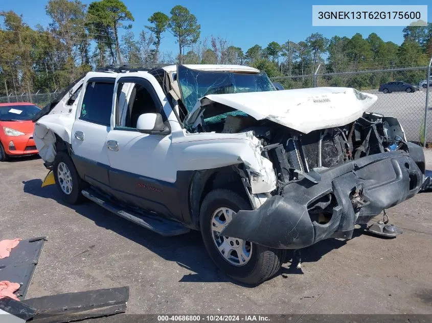 2002 Chevrolet Avalanche 1500 VIN: 3GNEK13T62G175600 Lot: 40686800