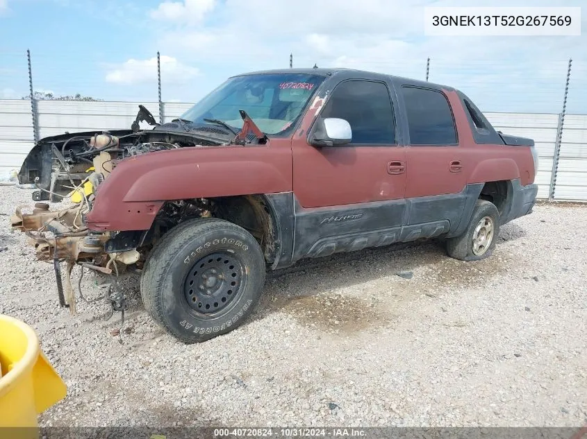 2002 Chevrolet Avalanche 1500 VIN: 3GNEK13T52G267569 Lot: 40720824