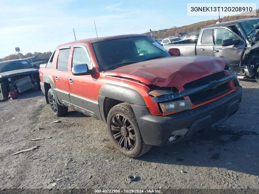 2002 Chevrolet Avalanche 1500 VIN: 3GNEK13T12G208910 Lot: 40722995