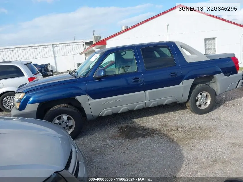 2002 Chevrolet Avalanche 1500 VIN: 3GNEC13TX2G346295 Lot: 40805006