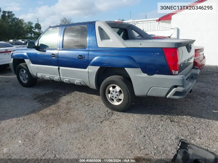 2002 Chevrolet Avalanche 1500 VIN: 3GNEC13TX2G346295 Lot: 40805006