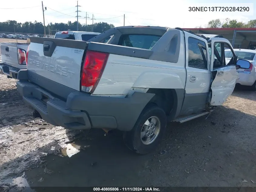 2002 Chevrolet Avalanche 1500 VIN: 3GNEC13T72G284290 Lot: 40805806