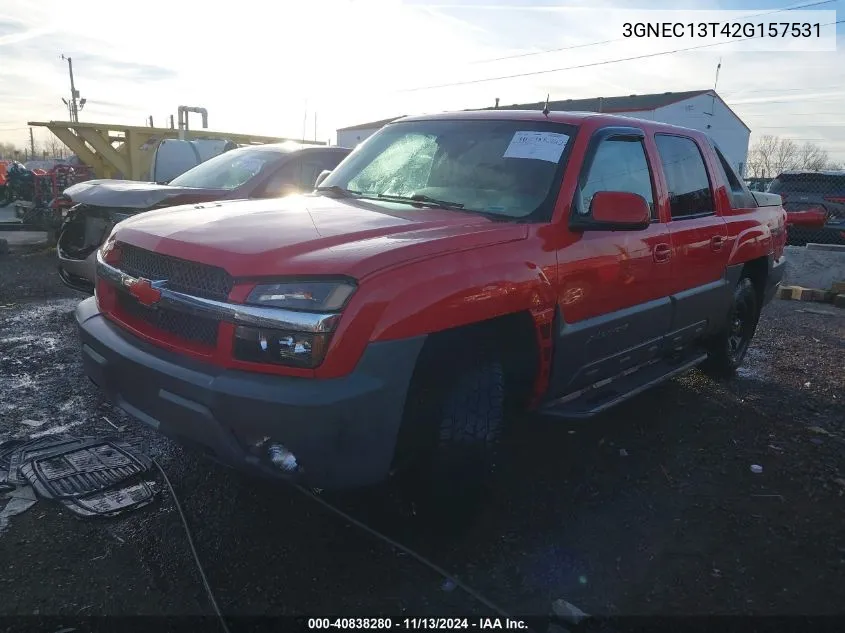 2002 Chevrolet Avalanche 1500 VIN: 3GNEC13T42G157531 Lot: 40838280