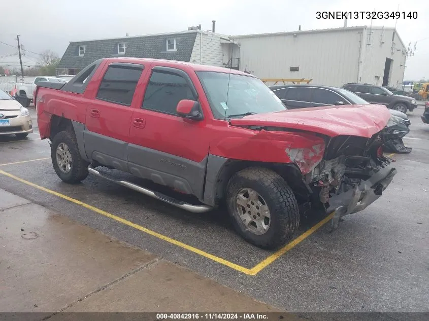 2002 Chevrolet Avalanche 1500 VIN: 3GNEK13T32G349140 Lot: 40842916