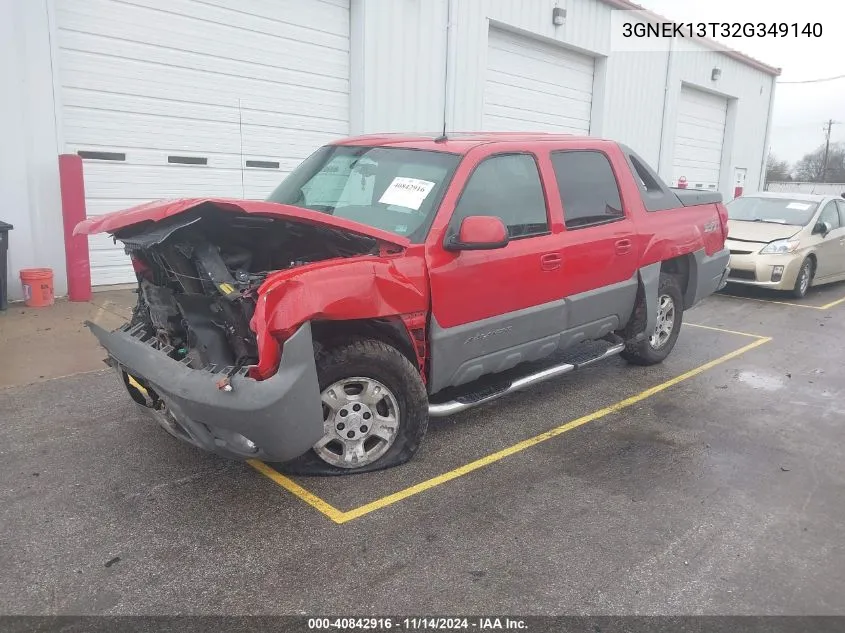 2002 Chevrolet Avalanche 1500 VIN: 3GNEK13T32G349140 Lot: 40842916