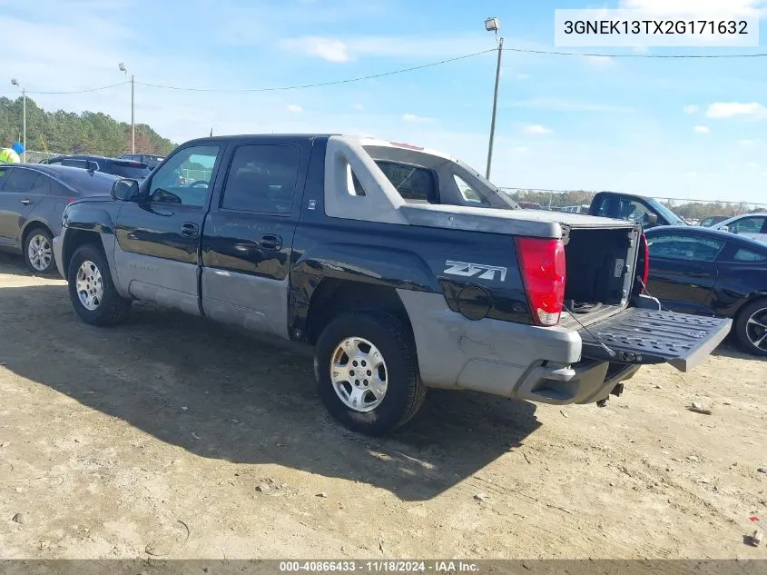 2002 Chevrolet Avalanche 1500 VIN: 3GNEK13TX2G171632 Lot: 40866433