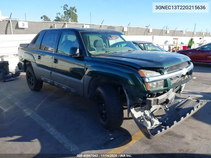 2002 Chevrolet Avalanche 1500 VIN: 3GNEC13T22G215636 Lot: 40867043