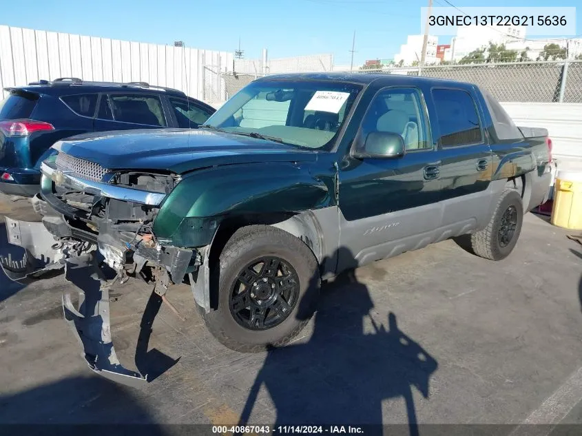 2002 Chevrolet Avalanche 1500 VIN: 3GNEC13T22G215636 Lot: 40867043