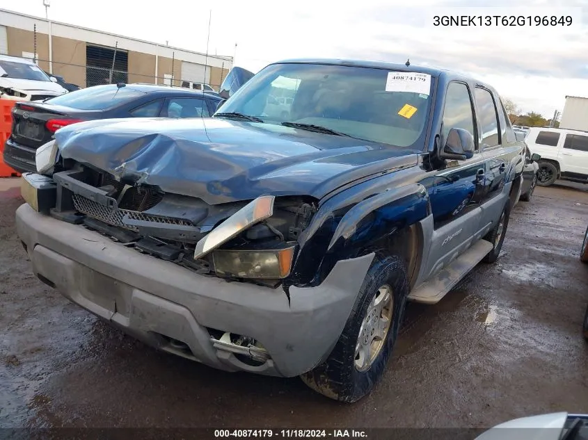 2002 Chevrolet Avalanche 1500 VIN: 3GNEK13T62G196849 Lot: 40874179