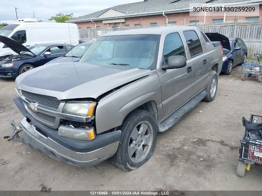 2003 Chevrolet Avalanche C1500 VIN: 3GNEC13T33G259209 Lot: 12116968