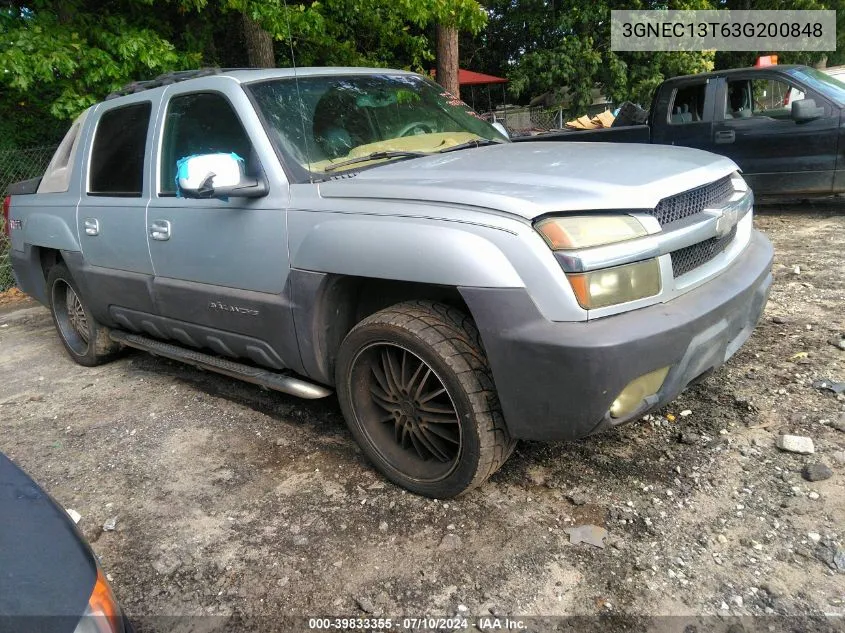 2003 Chevrolet Avalanche 1500 VIN: 3GNEC13T63G200848 Lot: 40578326