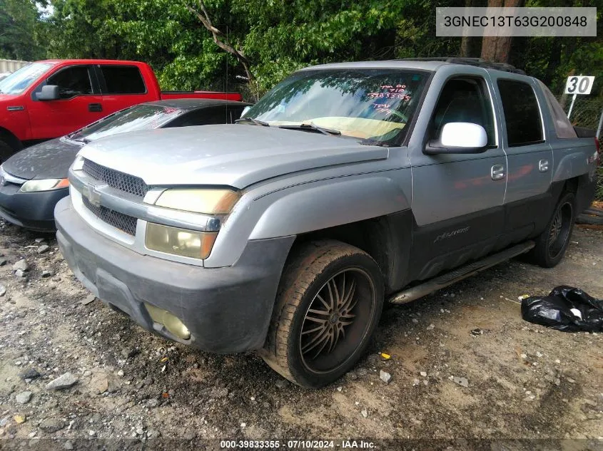 2003 Chevrolet Avalanche 1500 VIN: 3GNEC13T63G200848 Lot: 40578326