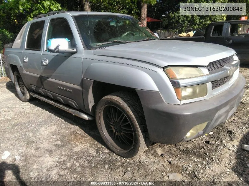 2003 Chevrolet Avalanche 1500 VIN: 3GNEC13T63G200848 Lot: 40578326