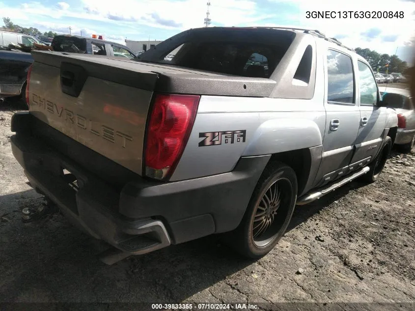 2003 Chevrolet Avalanche 1500 VIN: 3GNEC13T63G200848 Lot: 40578326